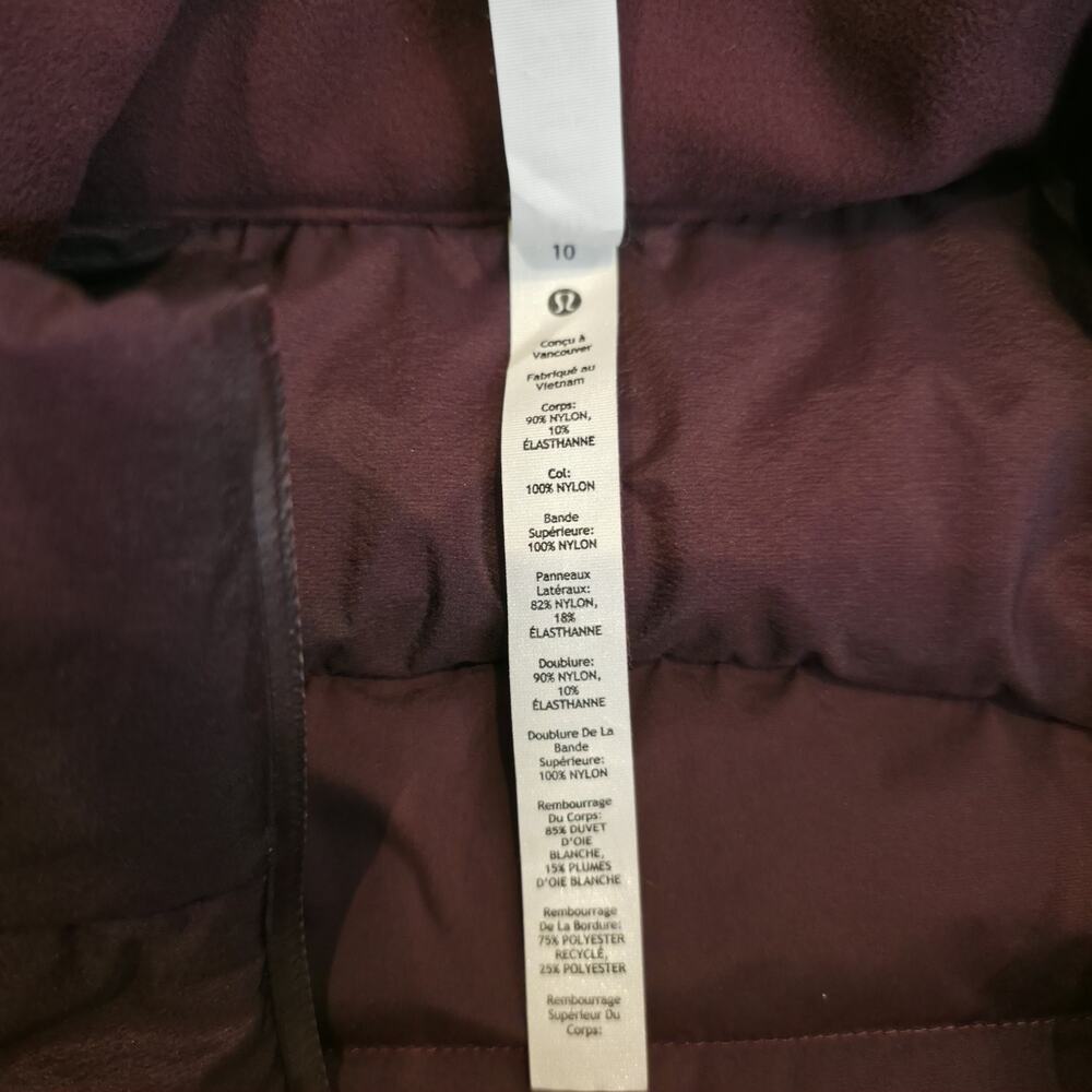 Lululemon Down For It All Vest Garnet Red Goose Down Puffer Size 10 NWOT W4CB0S - Picture 13 of 15